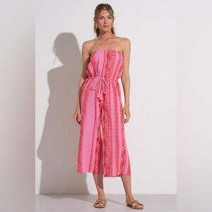 Elan Vibrant Pink Strapless Jumpsuit